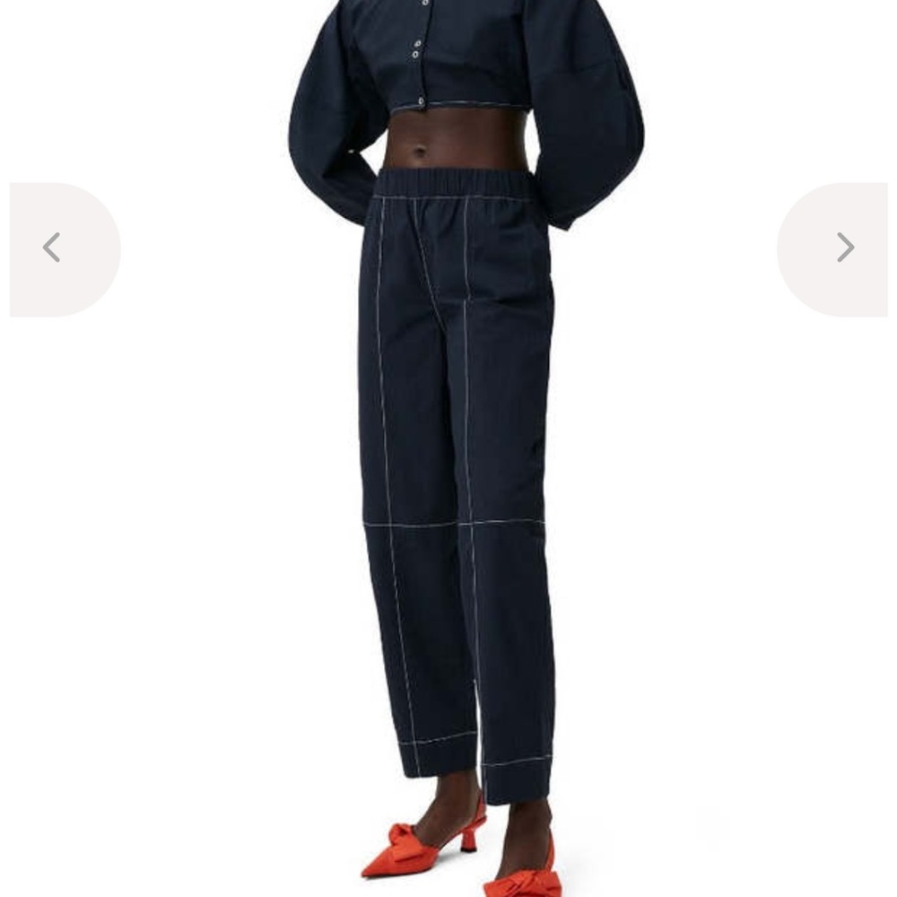 GANNI Navy Curved Pants - size 34